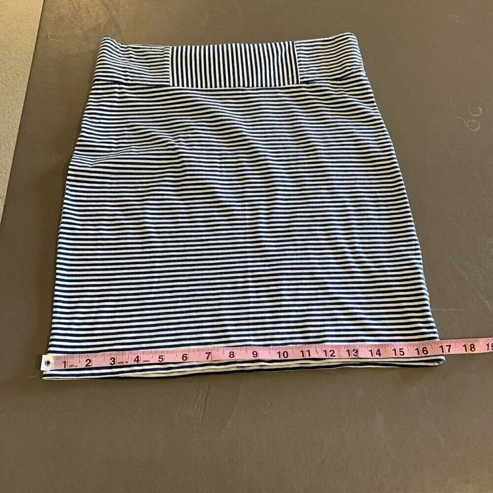 Brooklyn Industries NEW Skirt Pull On Pencil Mini Navy Blue White Stripe Women S